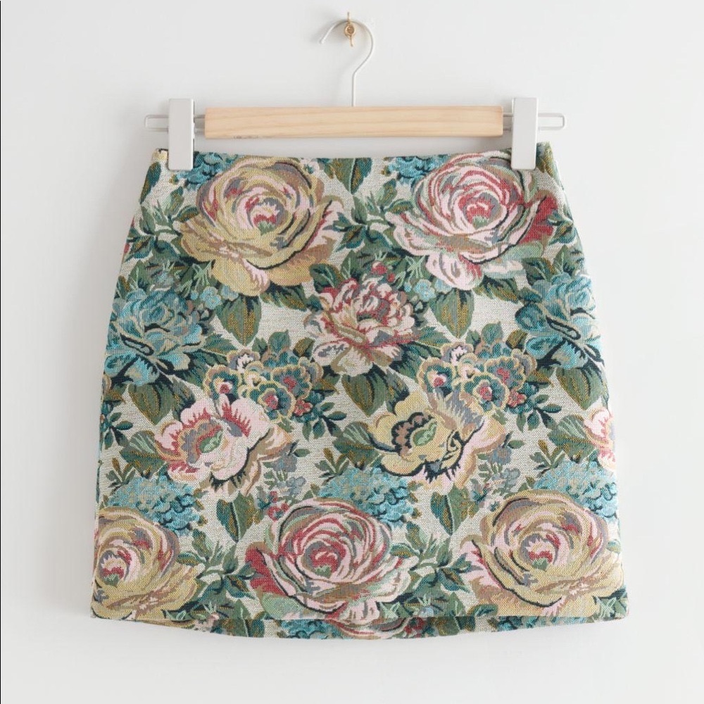 & Other Stories Floral Jacquard Mini Skirt